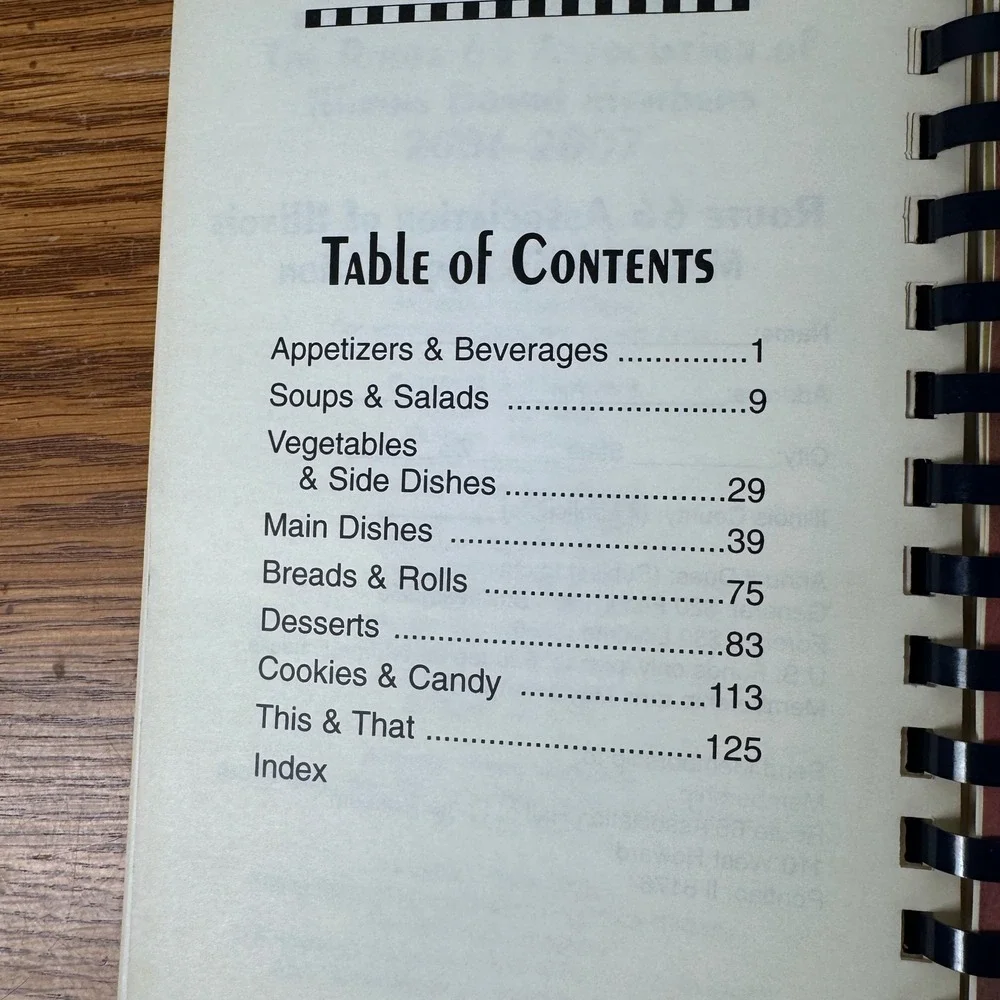 Vintage Route 66 Community Cookbook Spiral Bound‎ Illinois Recipes